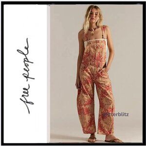 Free People We The Free Good Luck Printed Overalls NWT Large
